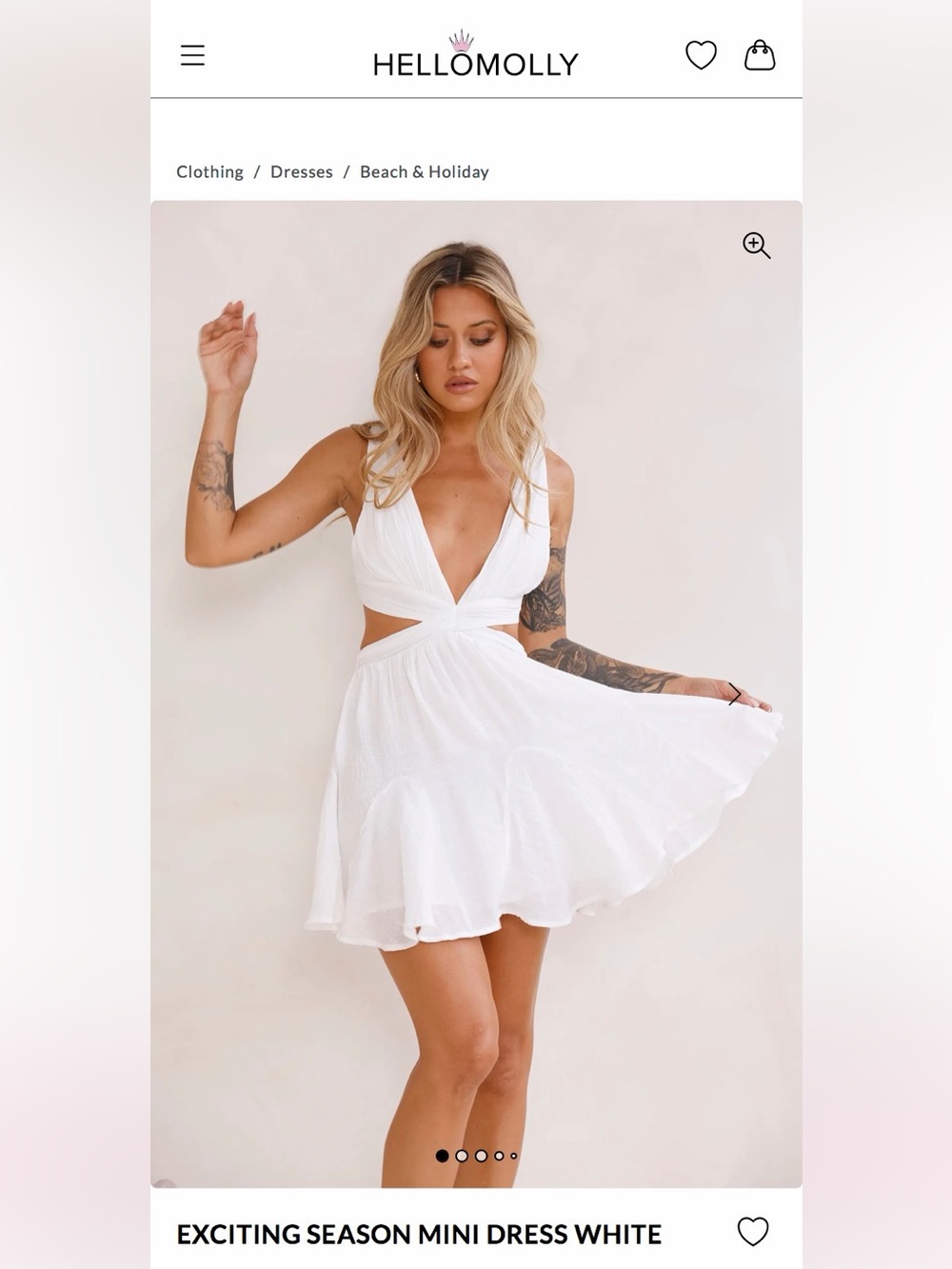 Hello Molly White Cutout V-Neck Mini Dress